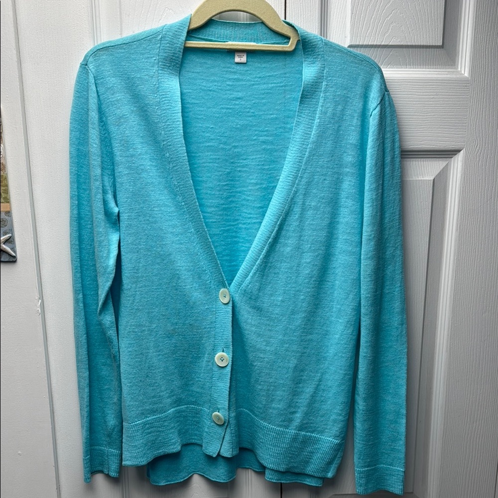 J. Jill Blue Cardigan Sweater Soft Knit